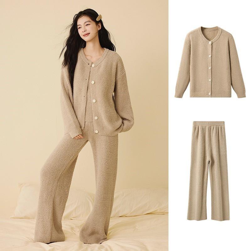 Womens Soft Fleece Pajama Set Long Sleeve Top Pants Warm Cozy Sleepwear Fall Winter Home Or Light Outdoor Wear