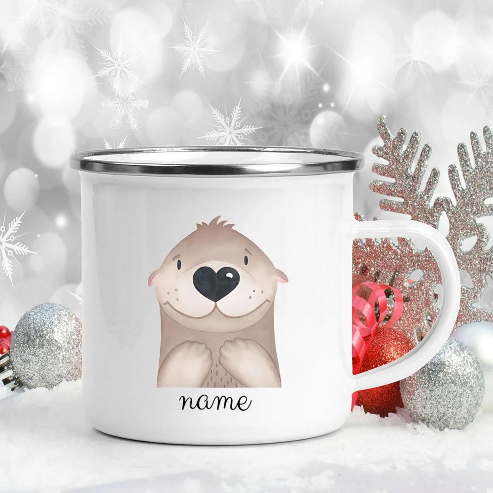 Personalized Children's Mug Baby Gift Gifts Enamel Cup Forest Animals Enamel Camping Cups with Name Gifts for Children