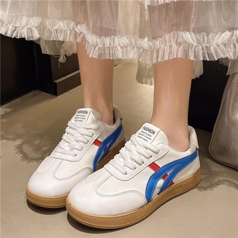 Color matching lace-up white shoes autumn new fashion women's shoes student versatile street shoes