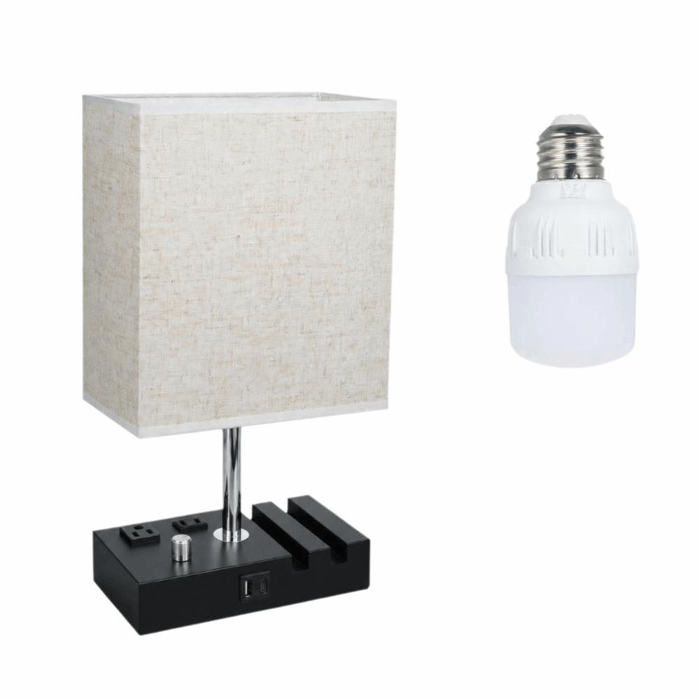 Fabric Lampshade LED Desk Light Warm White LED Bulb Table Lamp Eye-Caring Desk Light Bedroom