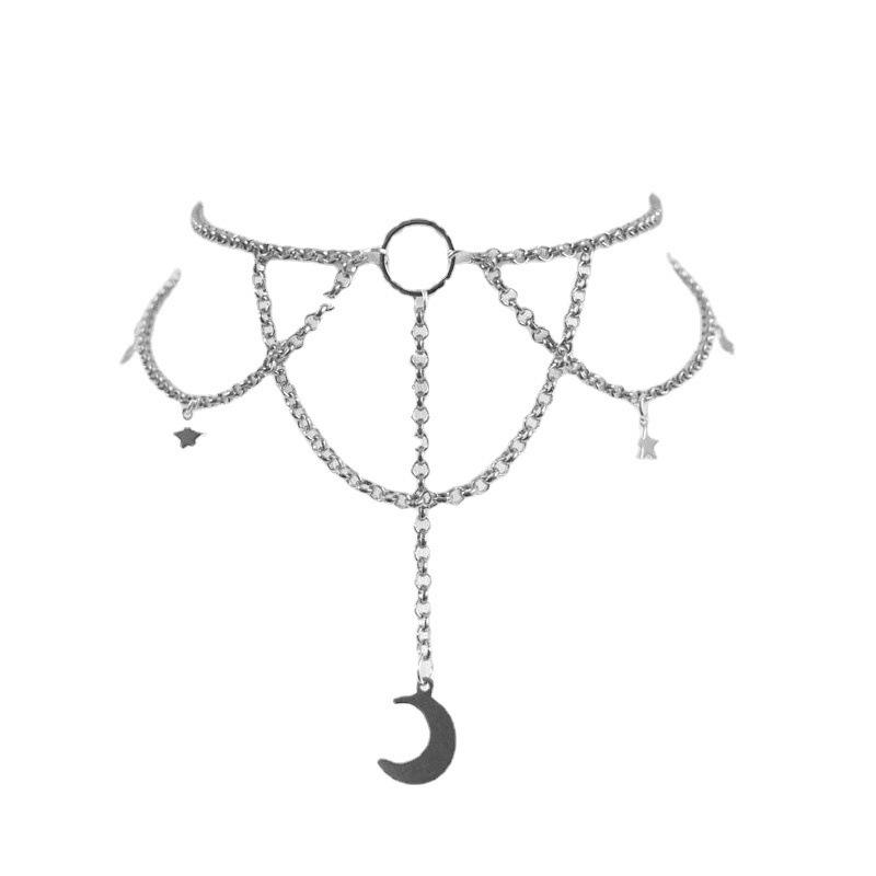 Velvet Choker Necklace for Women Black Moon Pendant Cute Fashion Collarbone Chain