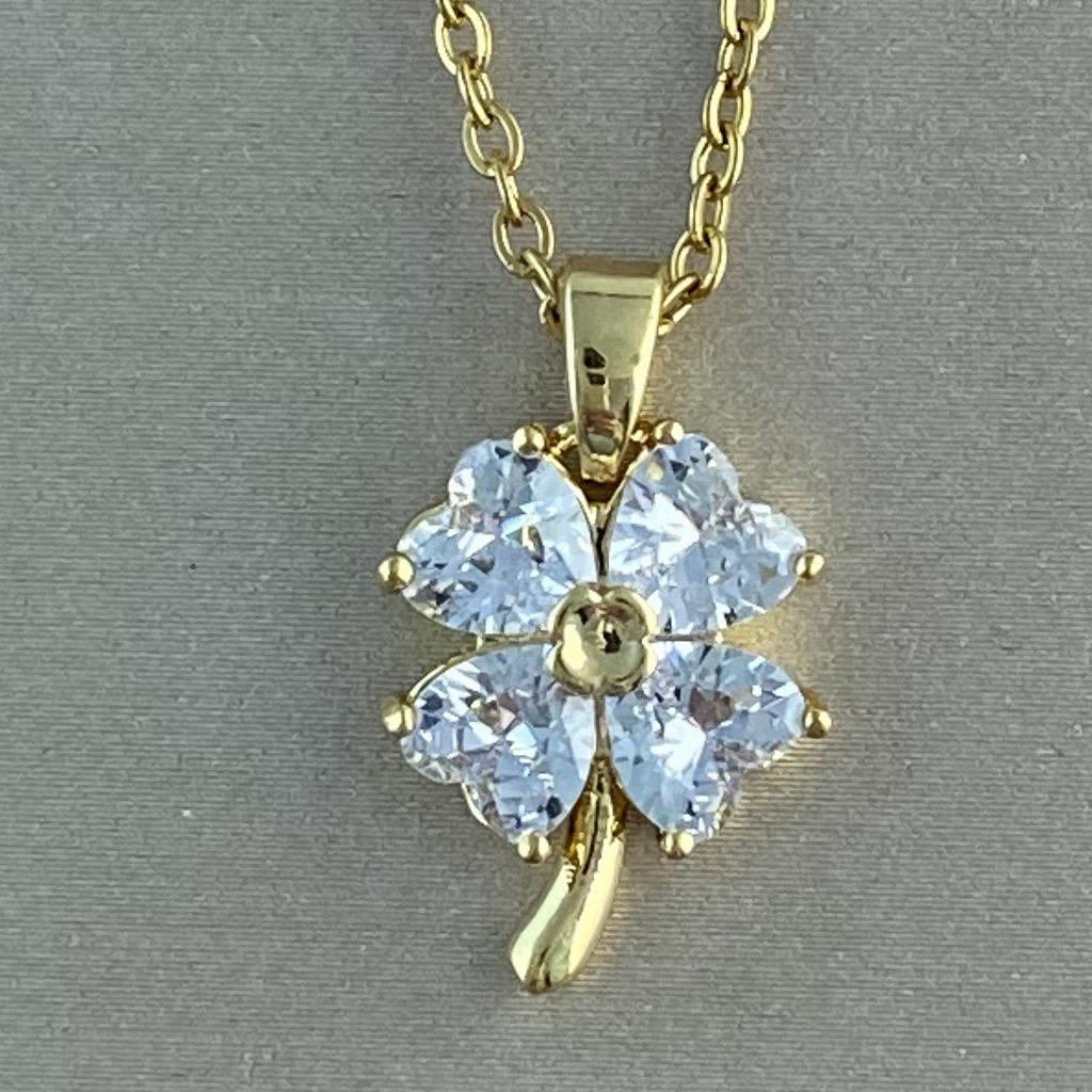 Gold-Plated Titanium Pendant with Cat's Eye Stone, Fox Pixiu, Clover, Butterfly, Peace Buckle