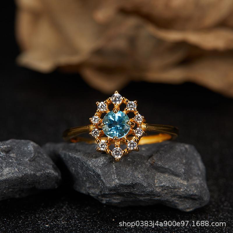 Premium Cooling S925 Sterling Silver Plated 18K Gold Natural Colored Treasure Stud Earrings, Wind Niche Jewelry Does Not Fade