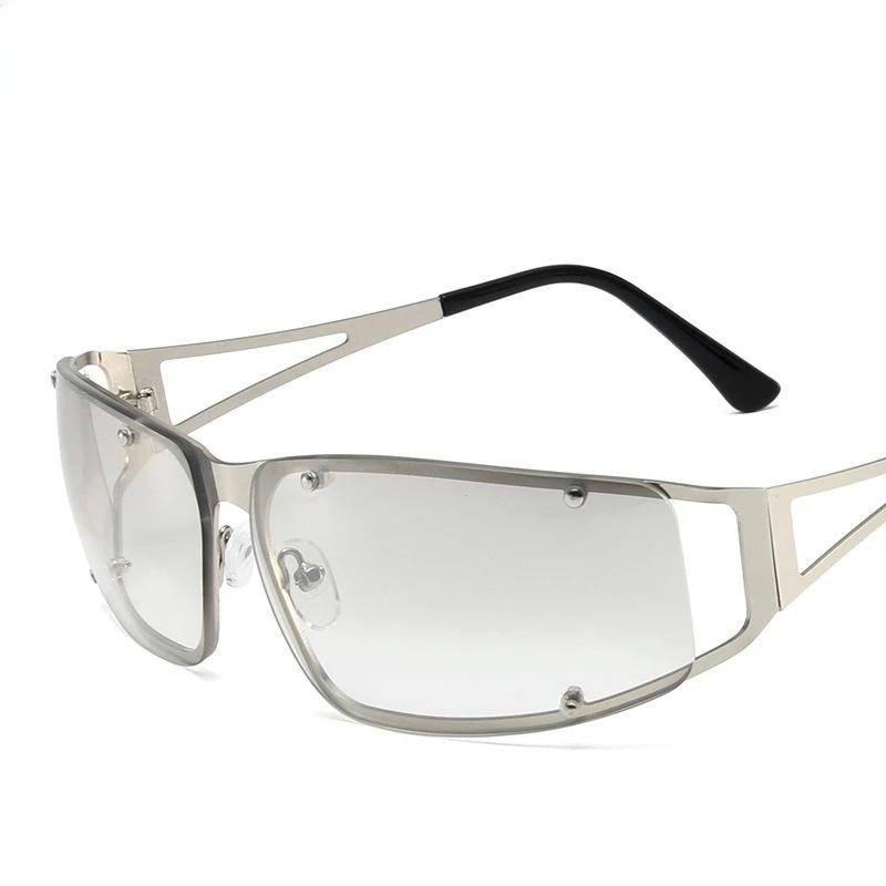 Metal hollow frameless sunglasses Y2K fashionable personalized sunglasses European and American trend small frame glasses