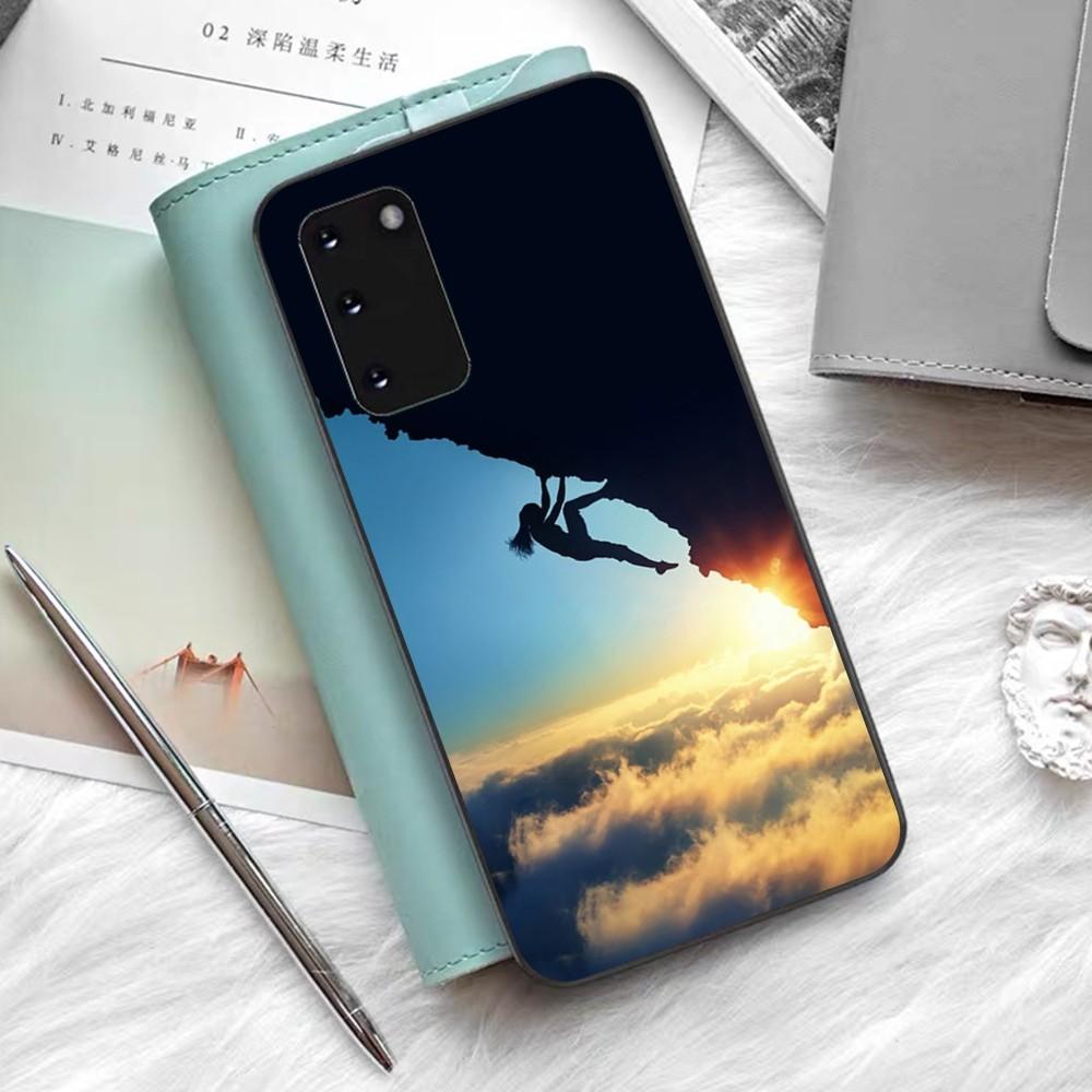 Climbing Mountain Phone Case Silicone PC+TPU For Samsung S10 20 30 22 23 24 Plus Lite Ultra Cover