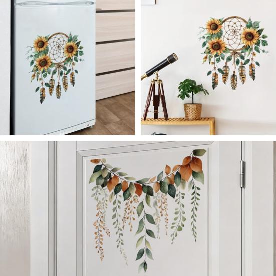 Flower Wall Stickers Peel And Stick Self-Adhesive Floral Decal for Walls Cabinets Refrigerators Bedroom Bathroom Kitchen Decor