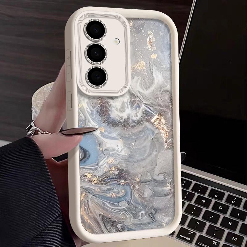 Sea Wave Pattern Shockproof Case For Samsung S24 FE S23 Ultra S22 S21 A16 A55 A15 A35 A54 A25 A34 A14 TPU Lens Protection Soft Matte Phone Cover