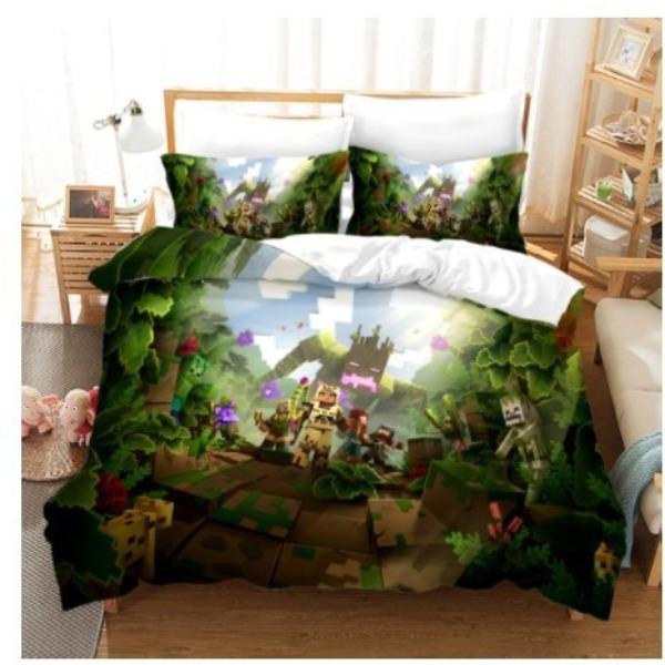 Roupa de Cama Minecraft Série Kit Três Peças Têxtil Lar Tecido Abrasivo Impressão Digital
