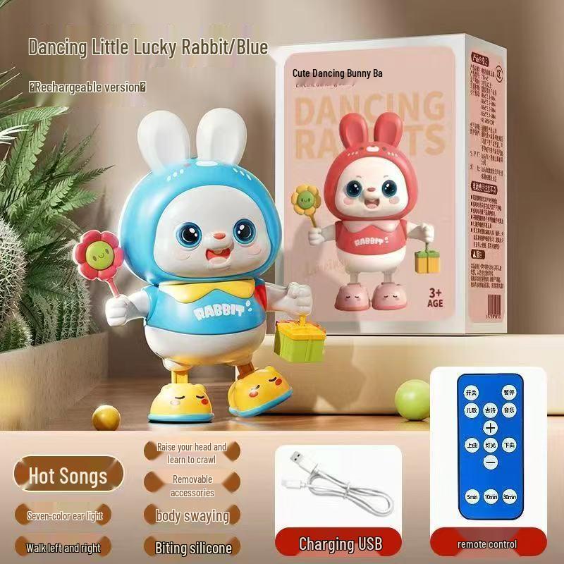 Jouet Lapin Dansant Électrique pour Bébés: Encourage à Soulever, Rouler, Ramper avec Son et Mouvement