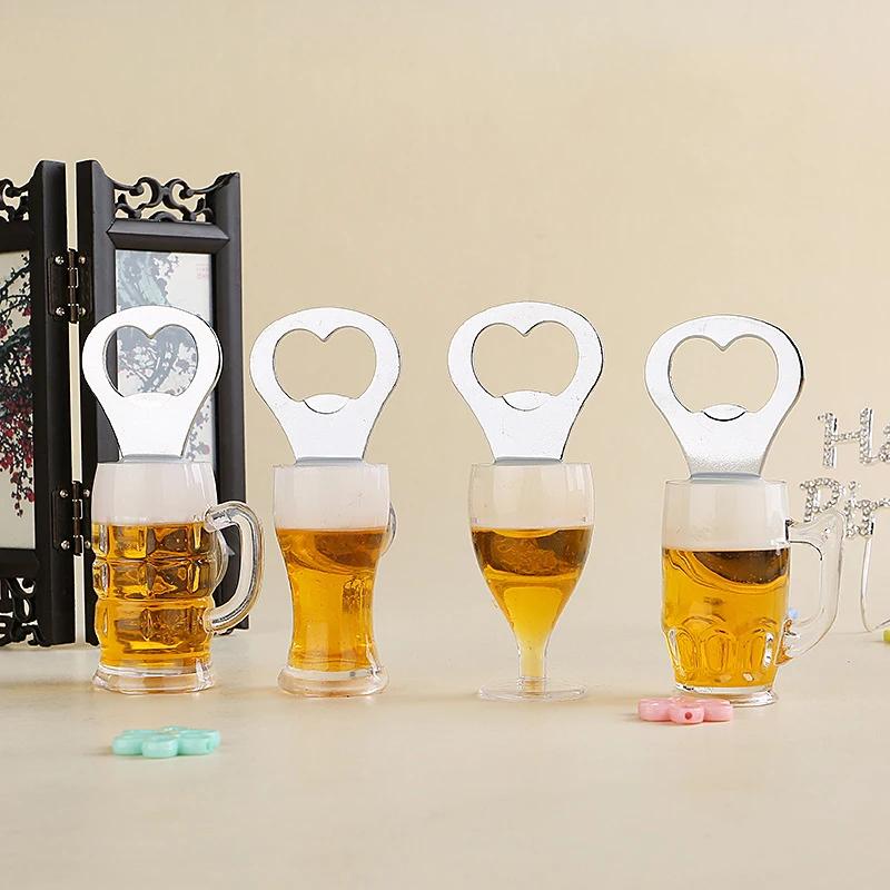 Creative Simulation Acrylic Beer Mug Bottle Opener Personalized Funny Metal Bottle Opener Bar Tool