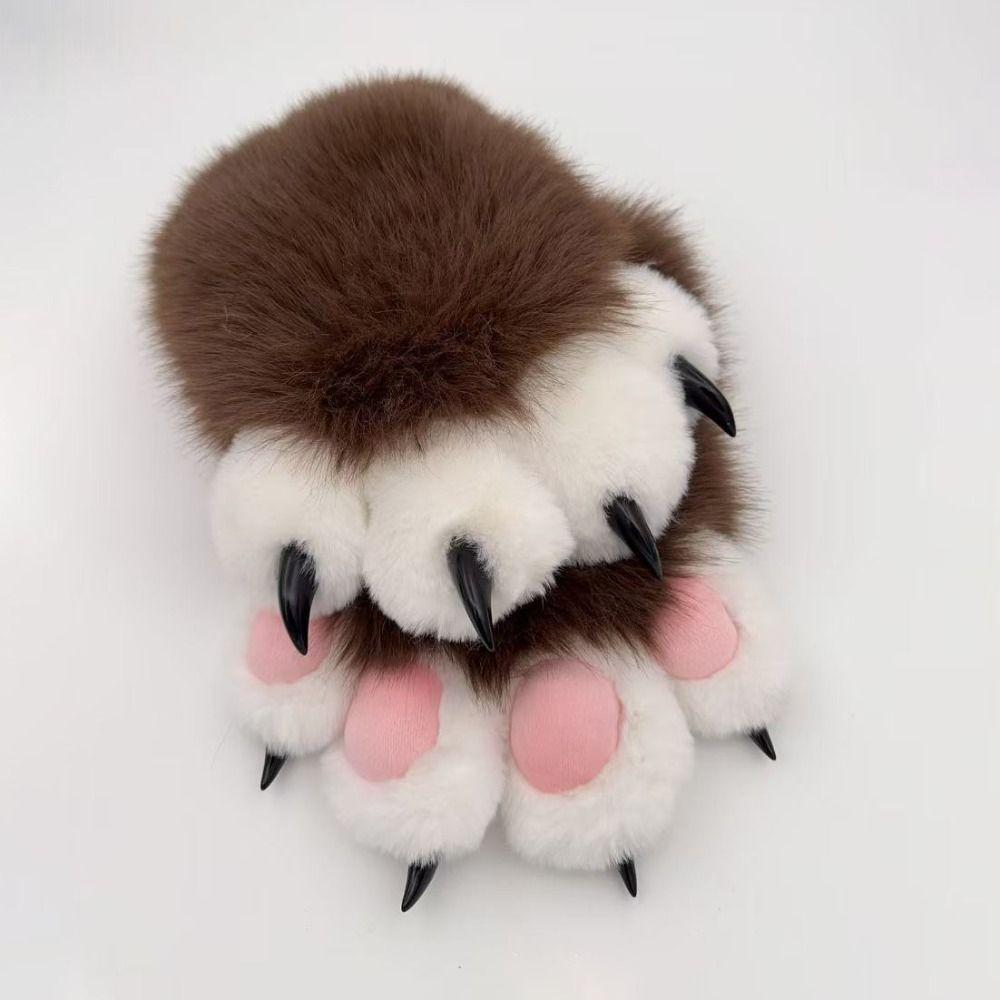 Kawaii Cartoon Cosplay Costume Gloves Warm Plush Furry Fursuit Gloves Squeaky Plush Cat Paw Gloves Anime Conventions