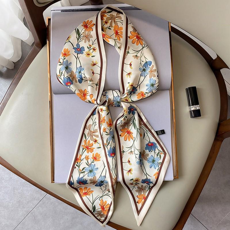 Korean Polka Dot Skinny Scarf: Imitation Silk Spring/Summer Neck Scarf & Headband Tie for Women