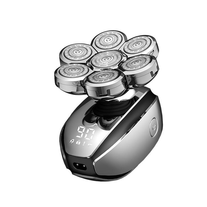 

Бритва электрическая Suke с магнитным цифровым дисплеем: Перезаряжаемая бритва с 7 головками и машинка для стрижки волос 6-в-1 для лысых голов.