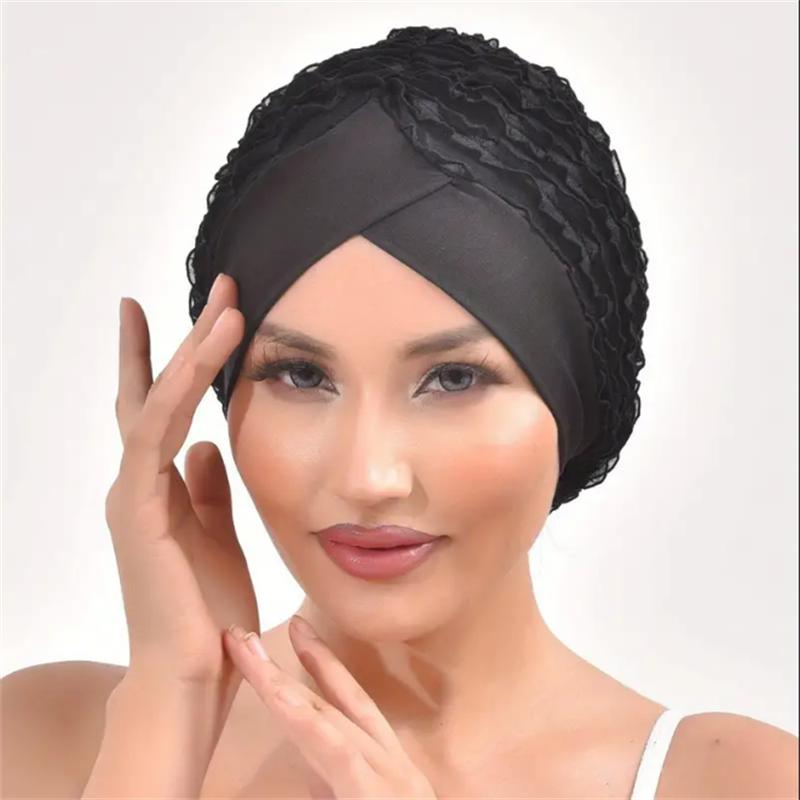 Forehead Cross Women Lace Turban Cap