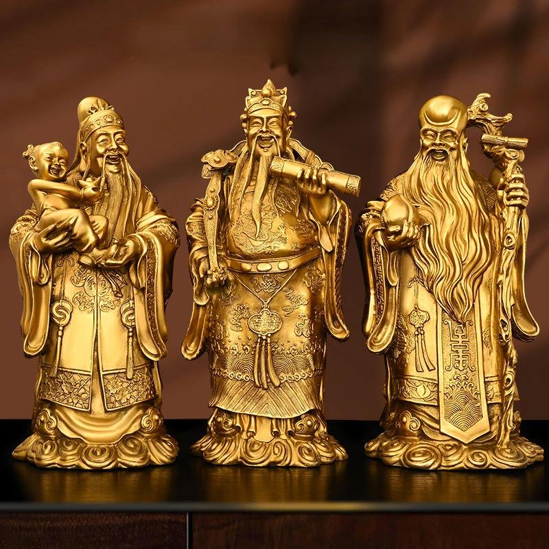 Reines Messing Gott des Glücks und Gott der Langlebigkeit Gott des Reichtums Statue Langlebigkeitsstern Nafu Heimdekoration