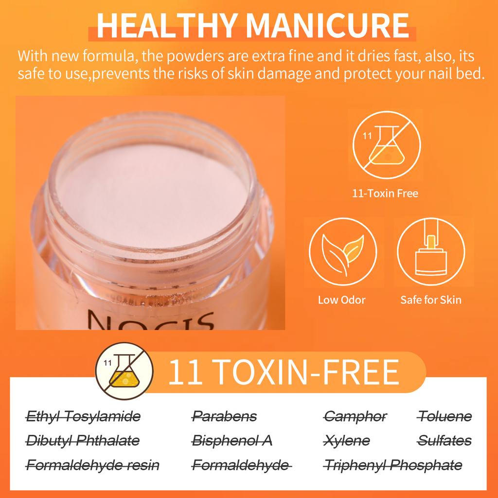 NOCIS 6 Farger Negledyppepulversett Neglekunst Dyppepulversett Hurtigtørkende Ingen UV LED Neglelakklampe Nødvendig for DIY Salong