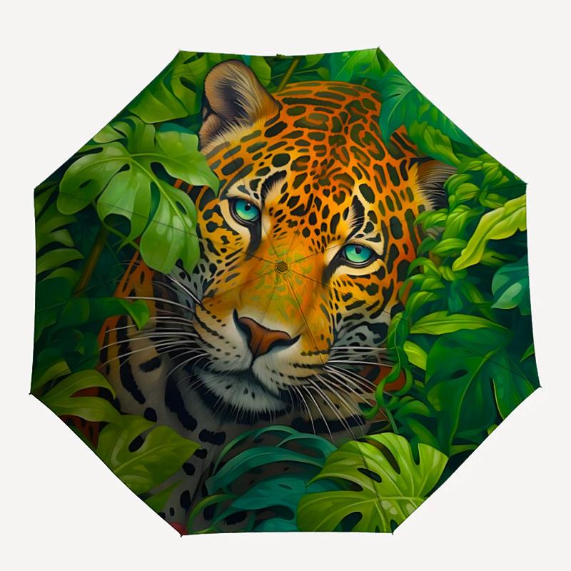 

1pc Jungle Leopard Print Folding Umbrella | Elegant Design, Fashionable Accessory, Durable Construction, Sturdy Ribs yy251107041