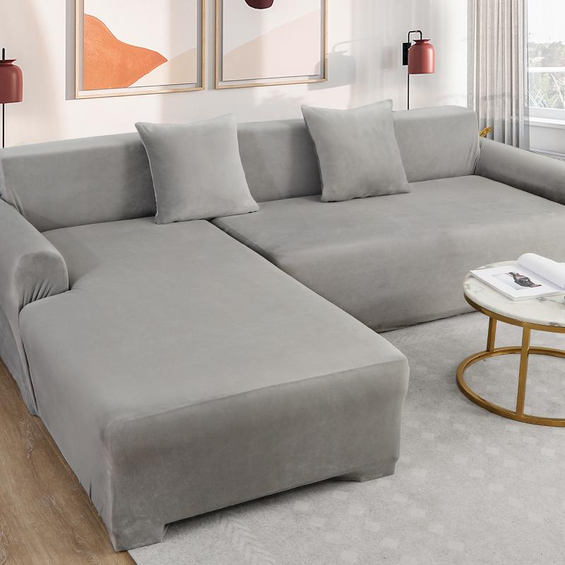 Velvet Sofa Cover For Living Room Elastic Thick Plush Sofa Cover For Sofa L-Shaped Corner Sofa Covers 1/2/3/4 Seater