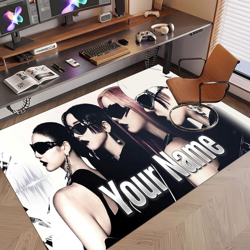 Custom Name Crystal Velvet Rug,aespa Comfortable Anti Slip Floor Mat For Room Decoration