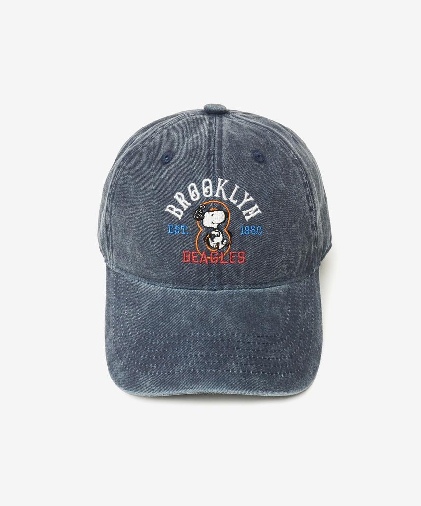 VTWO Brooklyn Snoopy Pigment Washed Ball Cap (Navy)