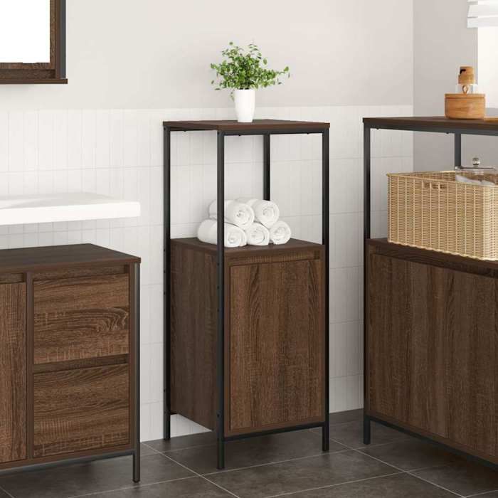 VidaXL Meuble de salle de bain avec étagères chêne marron 36x35x95 cm, armoire de rangement de salle de bain, armoire de 861916