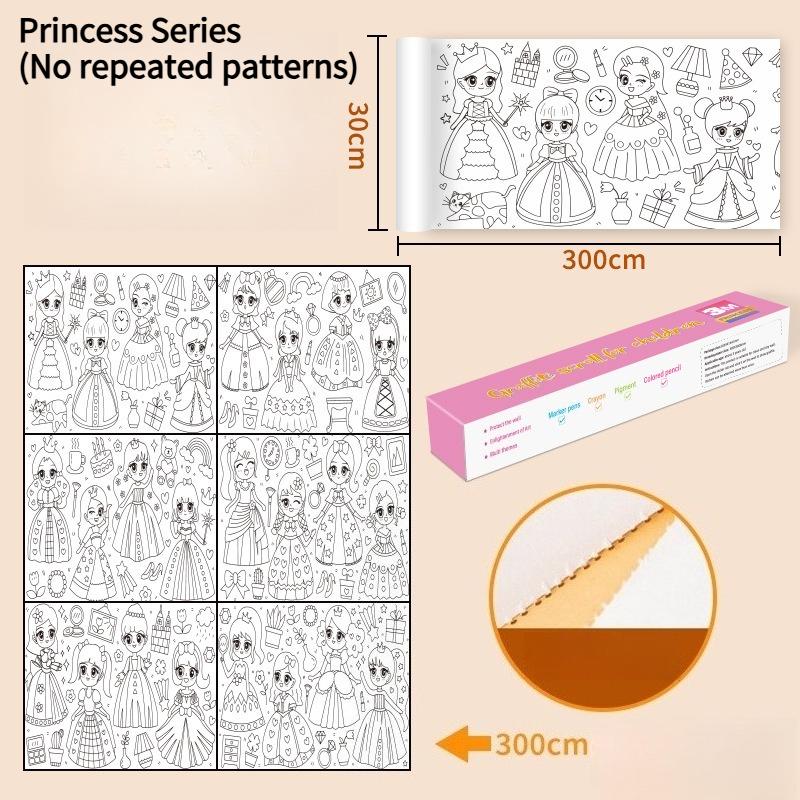 1VOLUME  huge graffiti painting paper creative hand-colored canvas can be attached to the wall without dirty wall children's graffiti painting roll