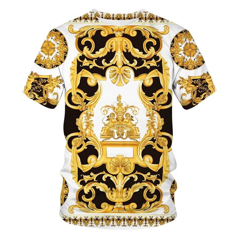 Summer Fashion New Yellow Crown Printed Men's T-shirt Street Harajuku Comfortable Plus Size Round Neck Short Sleeve Top