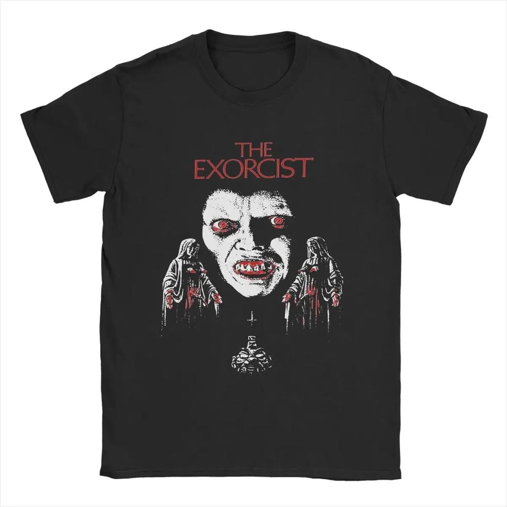 The Exorcist Horror T-Shirt for Men Novelty 100% Cotton Tee Shirt Round Neck Short Sleeve T Shirts Graphic Clothing#Color