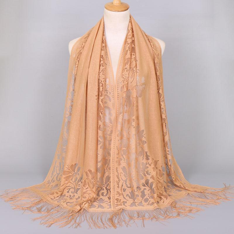 Embroidery Lace Woman'S Veils Church Tassel Long Shawls Hollow Out Muslim Woman Hijabs Elegant Party Shawl Scarves Maxi Wrap