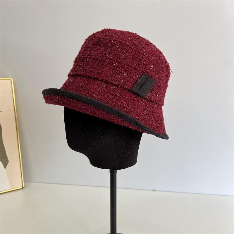 

Осень и зима новая шляпа-ведро с загнутыми краями женская повседневная модная личность темперамент показать шляпа-таз M（56-58cm） красный