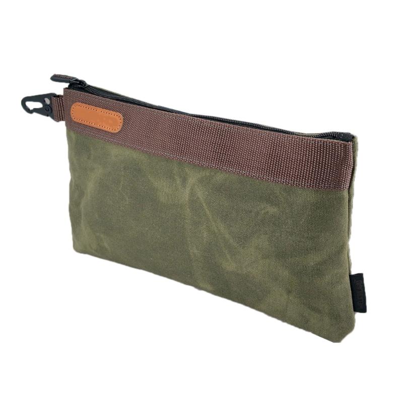 Spacious 12x1x8 Inch Waxed Canvas Tool Pouch with 30% Extra Capacity Secures Full Size Tools Heavy Duty Construction