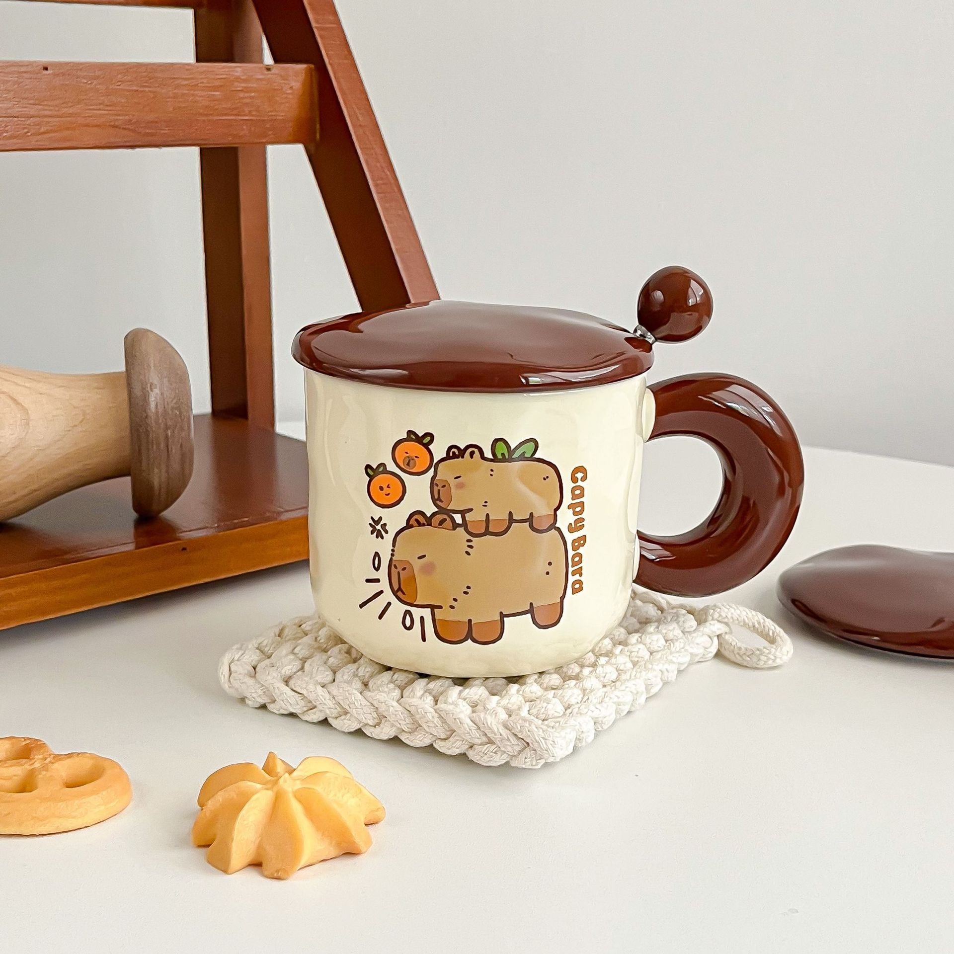 

Кружка Барак с крышкой и ложкой, креативная чашка, милая керамическая чашка для воды, для девушки, для дома, для офиса, кофейная чашка 301-400ml