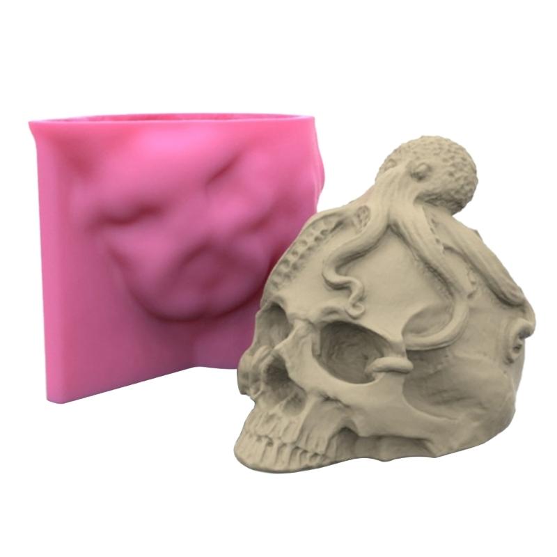Octopus Skull Ornament 3D Candle Soap Mould DIY Candle Epoxy Mold Handmade Candle Aroma Wax Soap Molds for Decorations