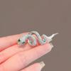 Zircon Zodiac Snake Brooch Zinc Zinc Alloy Metal Snake Lapel Pin Retro Rhinestone Animal Collar Pins  Girls