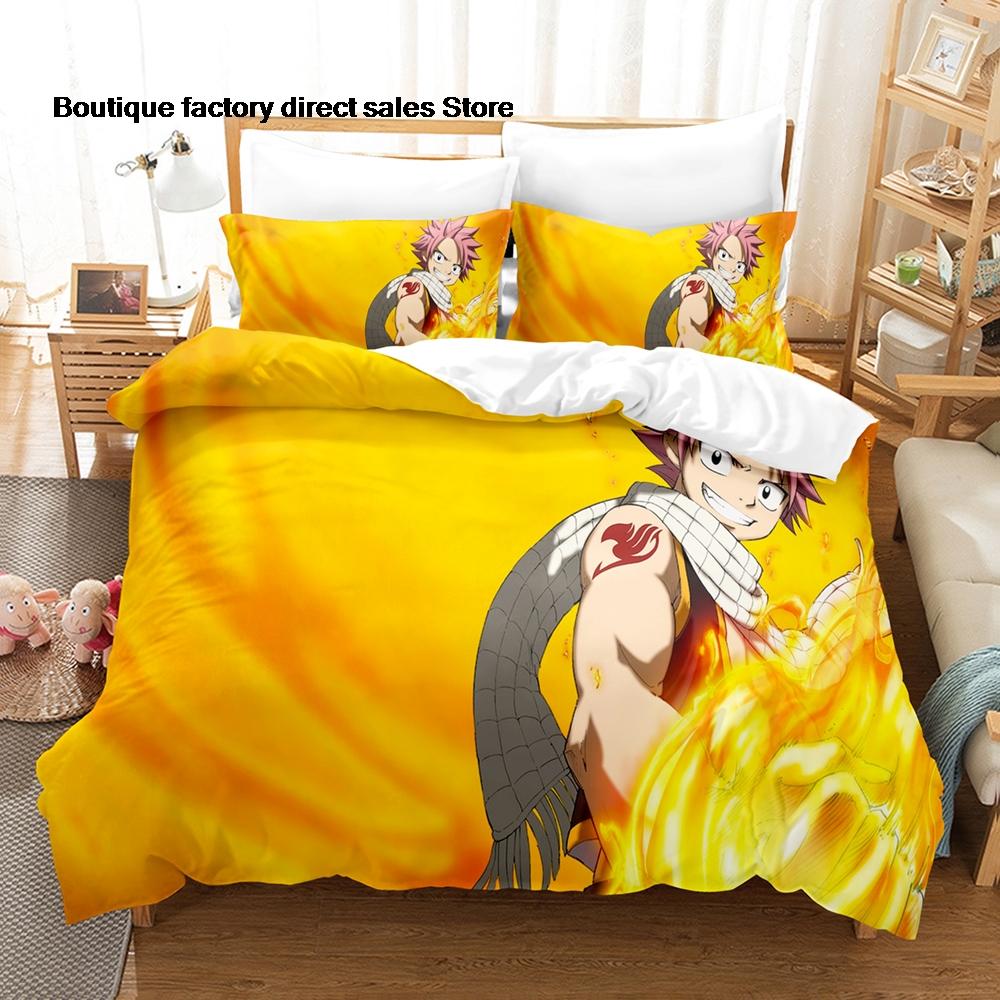 3D Printed Fairy Tail Anime Bedding Set Duvet Cover Pillowcase For Fans Bedroom Decor Twin Full Queen King Size Bed Linen