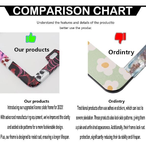 Splicing Skull Ghost Bat License Plate Frames, 2 Pack Halloween Horror Car Plate Frame, Stainless Steel License Plate Holders Covers With Free Screws