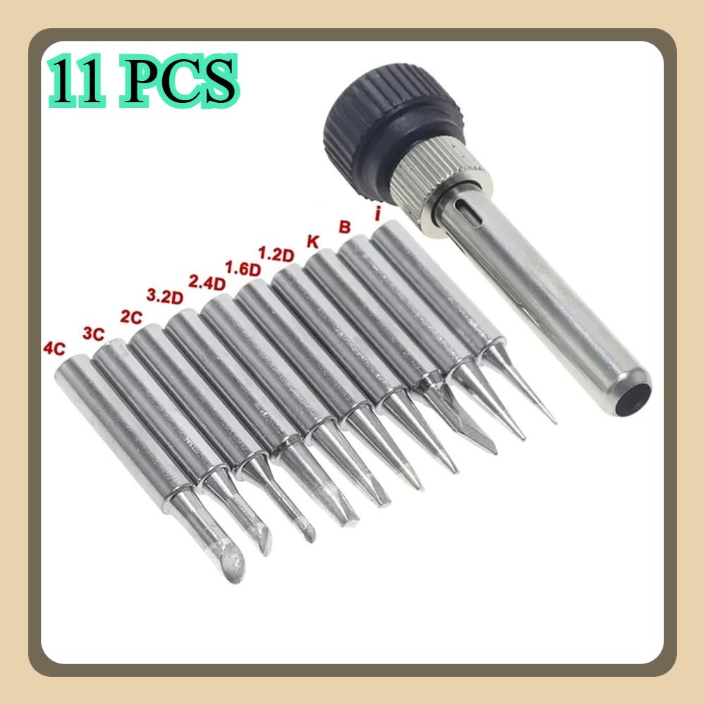

11 PCS 900M Lead-Free Soldering Iron Tips with Welding Sleeve - Replaceable Tips for Soldering Station