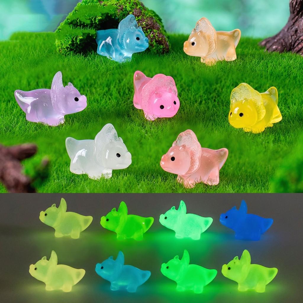 Glowing Resin Dinosaur Figurine For Fairy Garden Decor In Assorted Colors