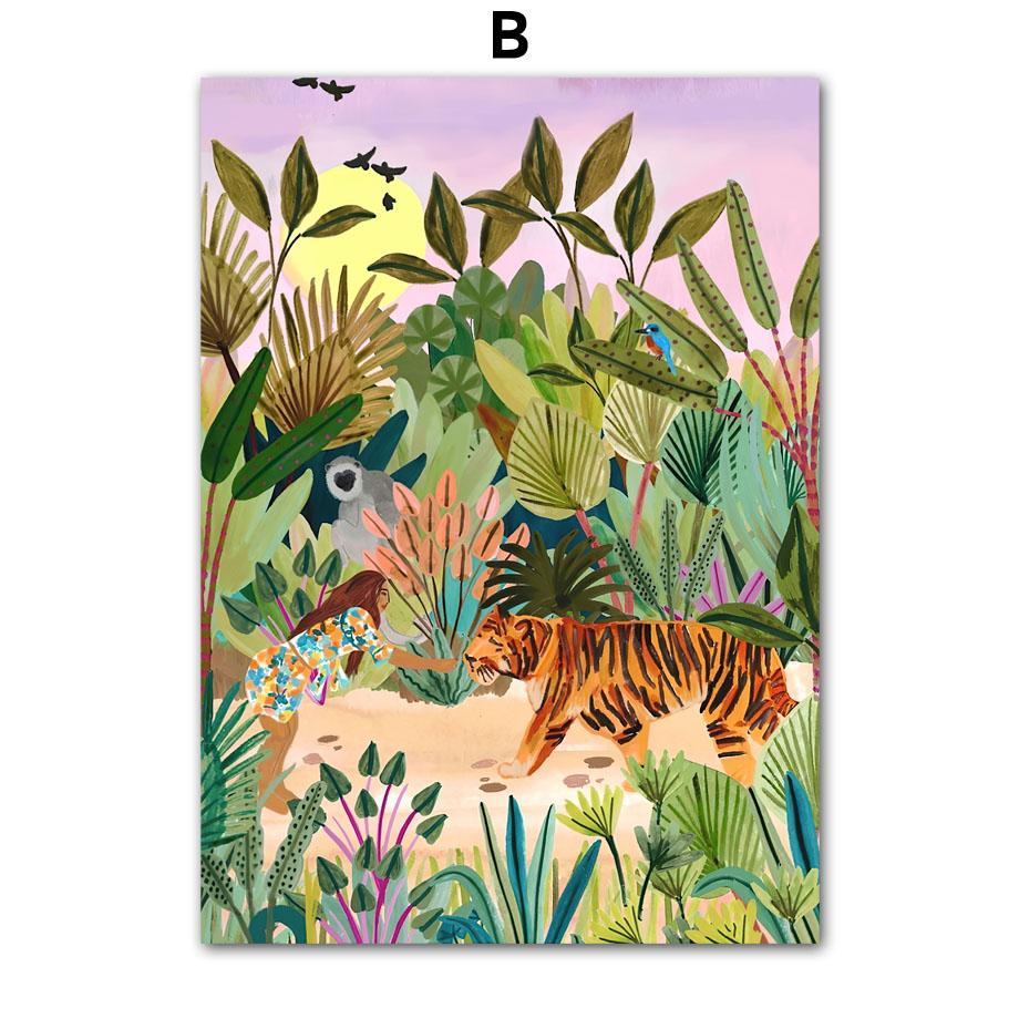 Modern Girl Vase Flower Abstract Illustration Poster Kraft Club Bar Vintage Posters Wall Art Canvas Painting Bedroom Study Decor