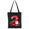 English letters A-Z Christmas number print student casual canvas tote bag