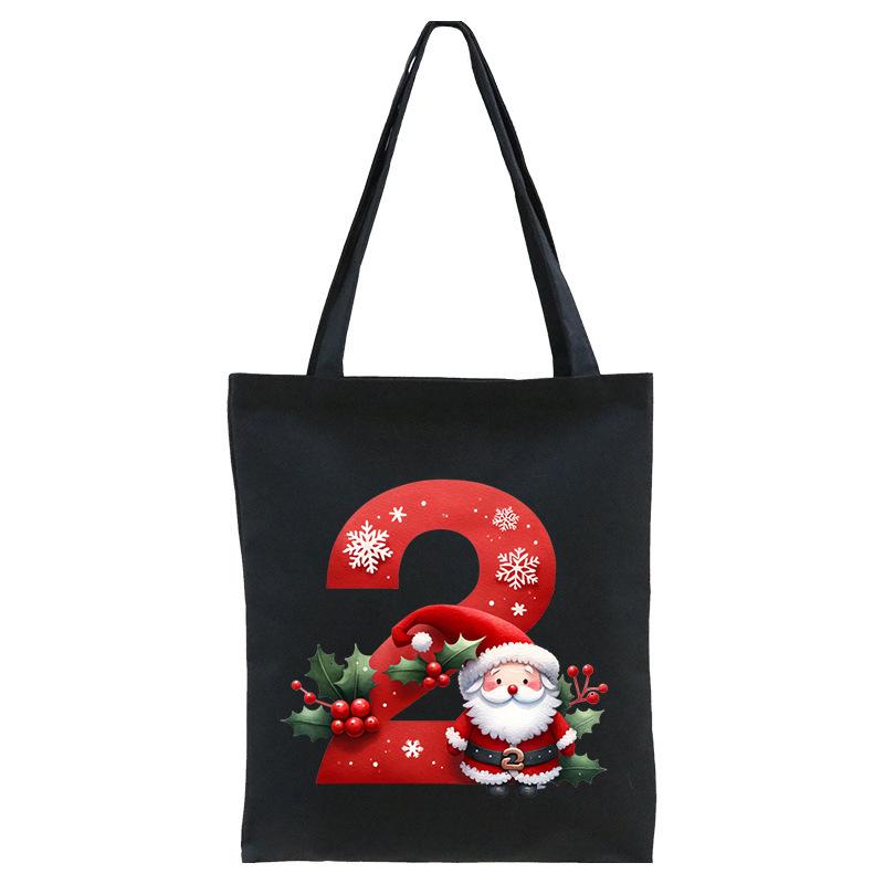 English letters A-Z Christmas number print student casual canvas tote bag