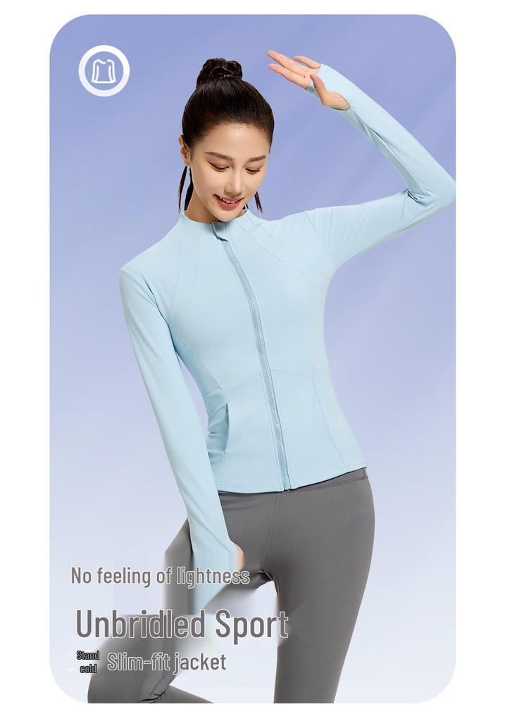 Women's Quick-Dry Sun Protection Yoga Jacket - Breathable, Slimming Fit with Pockets