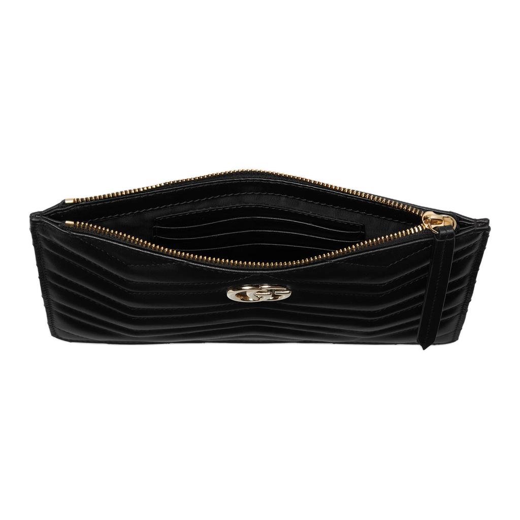 Gucci GG Marmont Small Leather Clutch With Light Gold Hardware Women Clutch Black 813349-DTDHD-1000