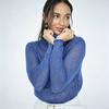 Women Sheer Turtleneck Sweater Semi Transparent Thin Lightweight Long Sleeve Solid Color Elegant Ladies Layering Knit Pullover