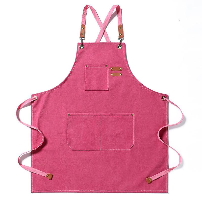 Waterproof Thickened Cotton Denim Apron - Oil and Stain Resistant, Solid Color Design for Household Kitchen Use