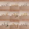 4 Stück Französisches Design Edelstahl Huggie Creolen Set Für Damen Anhänger Blumenkrone Zirkon Ohrstecker Piercing Schmuck