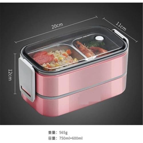 TIMDU Stainless Steel Lunch Box, Large Capacity, Two-Tier, Rice Container, Lunch Jar, Side Dish Container, Insulated, Microwaveable, Office Worker, Va