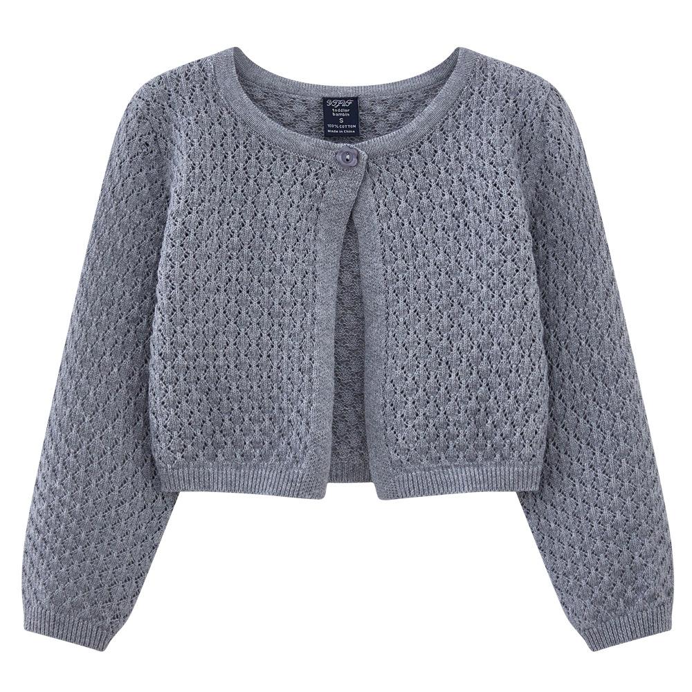 Round Neck Hollow Baby and Toddler One Button Shawl Coat Thin Style Girls Knitted Cardigan Coat