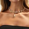 Boho Love Heart Pendant Choker Necklace for Women Imitation Pearl Chain Wedding Jewelry Accessories