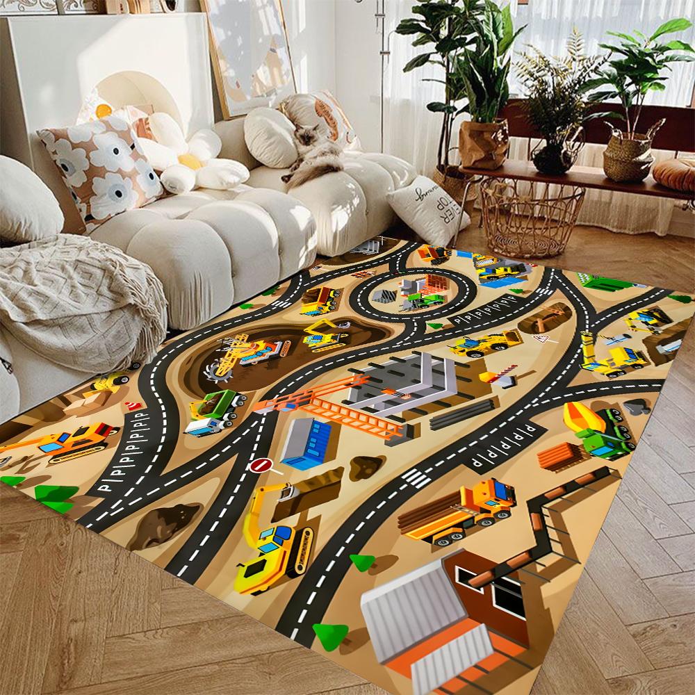 Interactive Colorful City Road Map Carpet Playroom Living Room Bedroom Non Slip Floor Educational Toy Gift